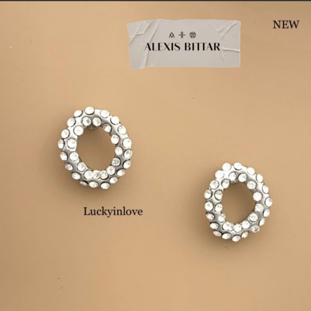ALEXIS BITTAR • Jardin de Papillon Sculpted Silver Link Stud Crystal Earrings